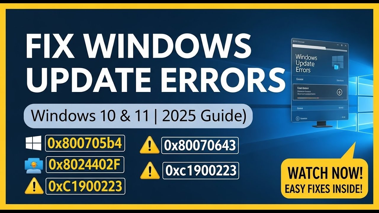 Fix Windows Update Errors in Windows 10 & 11 (0x800705b4, 0x80070643, 0x8024402f & 0xc1900223)