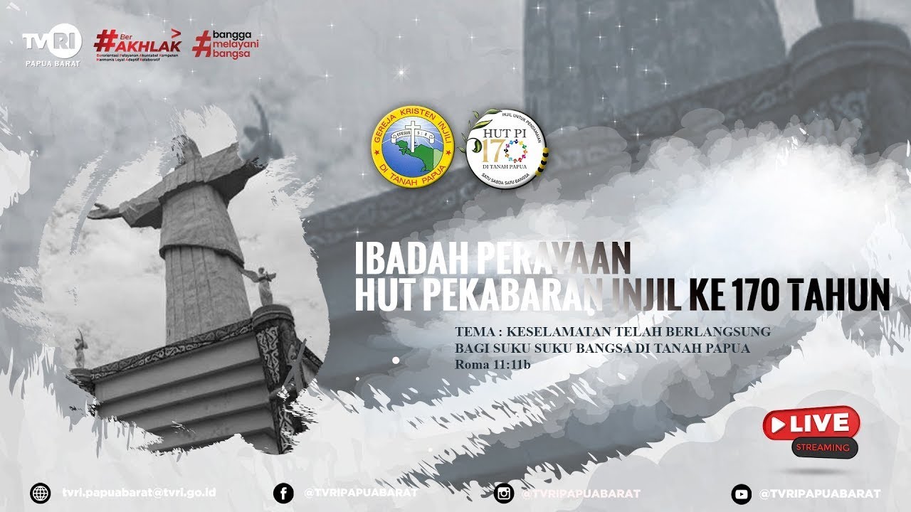 🔴LIVE STREAM ~ IBADAH PERAYAAN HUT PEKABARAN INJIL DI TANAH PAPUA KE 170 TAHUN