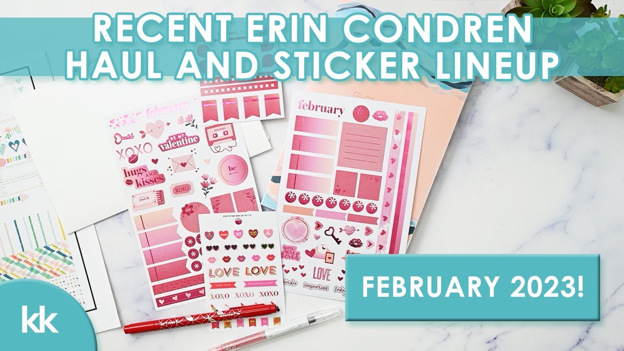 Erin Condren Haul and Planner Stickers for February 2023 Valentine Stickers Lifeplanner Plan With Me
