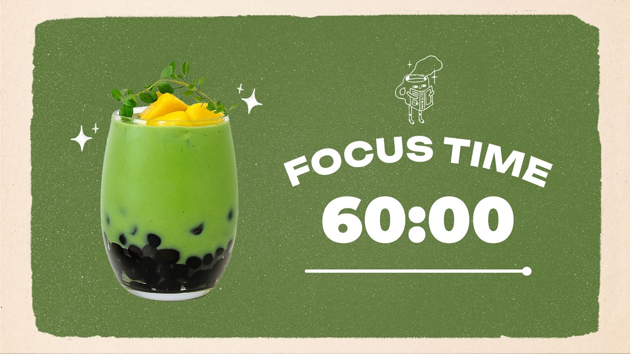 💚 Study with Me | Matcha Mango Boba Latte | 60/10 Timer | Chill Vibes 🎶 | 5 Hour Deep Work