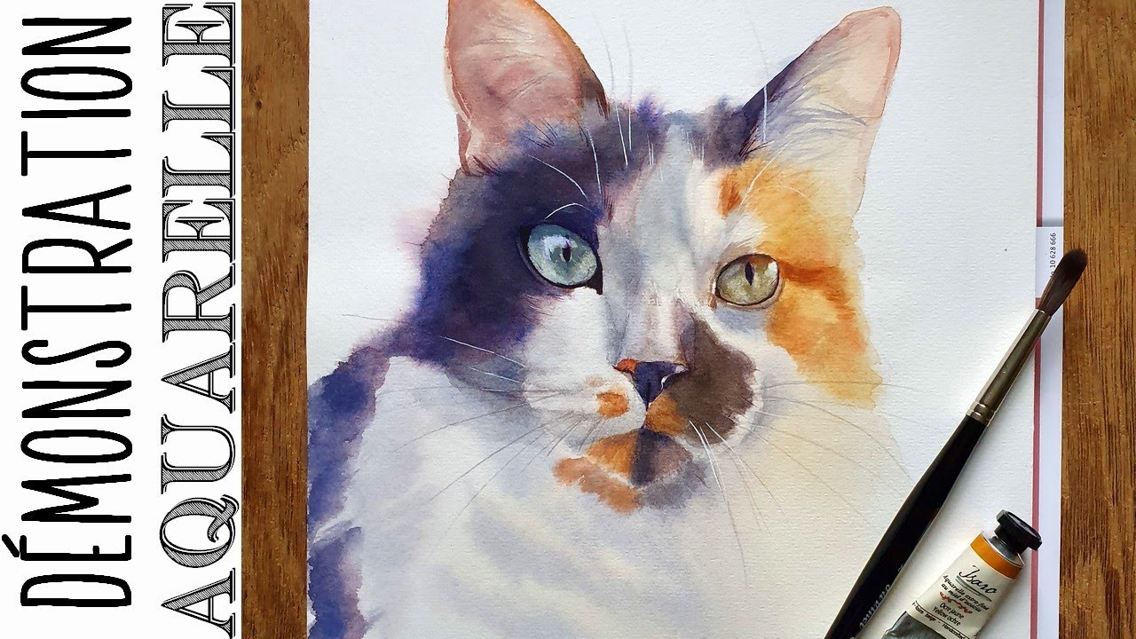 Chat à l'aquarelle