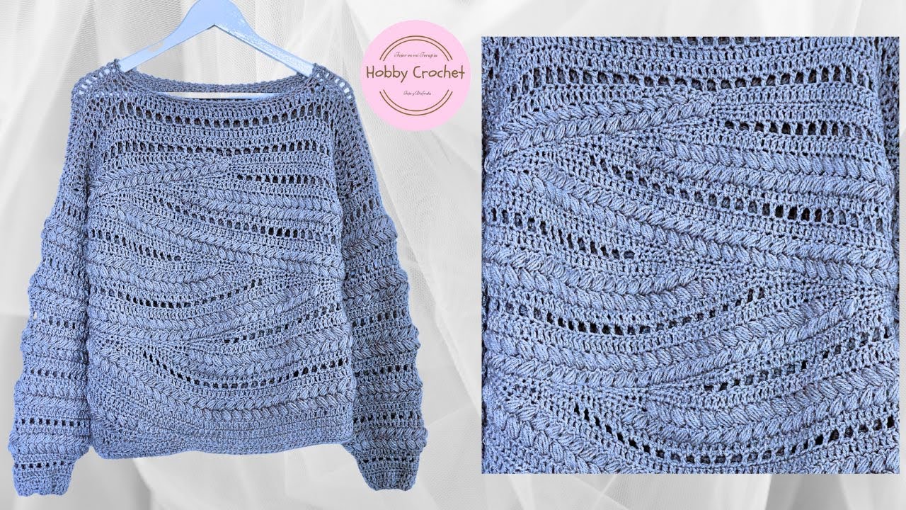 Punto Fantasia para Sueter a Crochet (Versión Diestra)