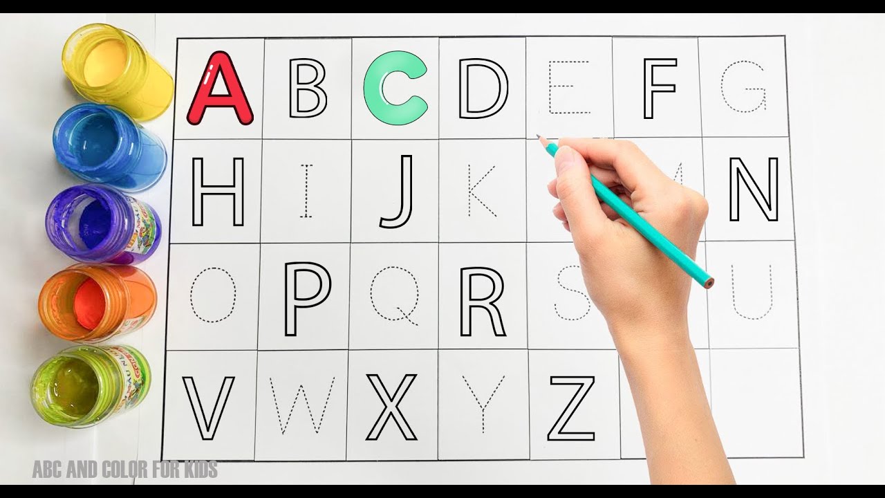 Alphabet.ABC song.abcd.A to Z.kids rhymes.collection for writing along dotted lines for todder