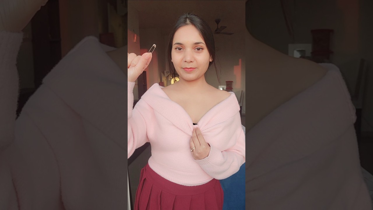 Hack to covert high neck into ruffled sweater❤️ #shorts #youtubeshorts #hack #sweater #fashion #tips