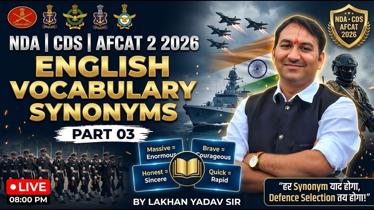 AFCAT 2 2026 English Vocabulary🔥 Synonyms for NDA, CDS &  | Most Important Expected | Part-03