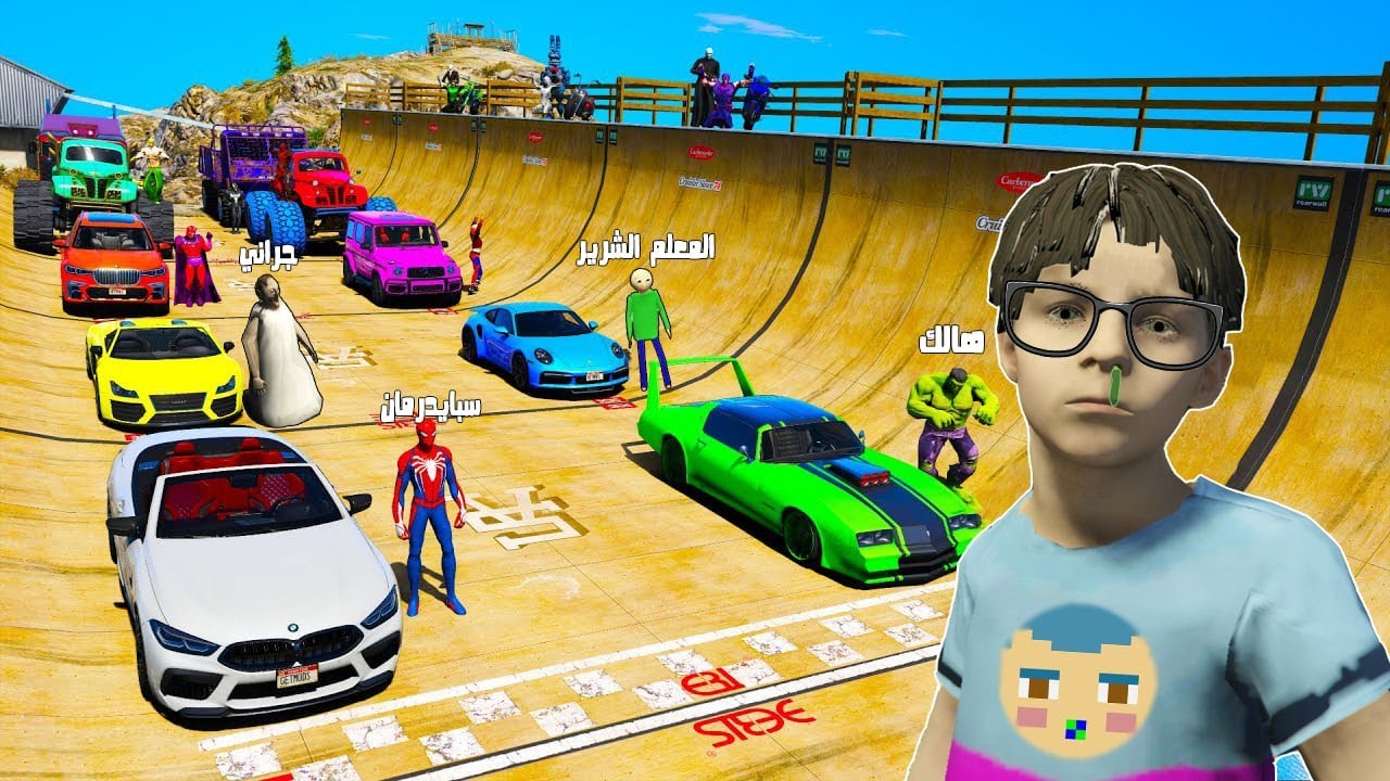فلم قراند : الابطال الخارقين ضد الاشرار في  اخطر تحدي سيارات في العالم🔥😱