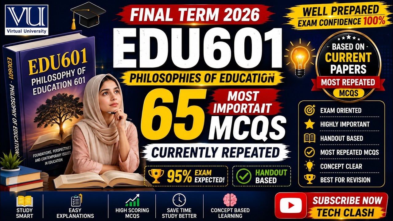 EDU601 Philosophies of Education | 65 Most Repeated Final Term MCQs 2026 | VU Exam Preparation