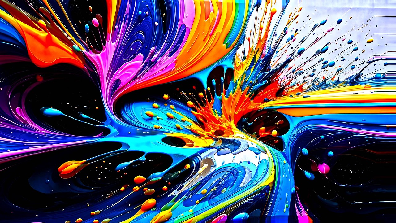 4K Serenity Screensaver Abstract Liquid Paint Splashes - Background Ignite Your Imagination No sound