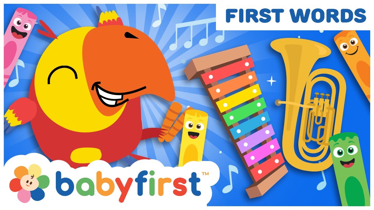 Toddler Learning Video w Color Crew & Larry | Learn Musical Instruments | Trumpet & Tuba | BabyFirst