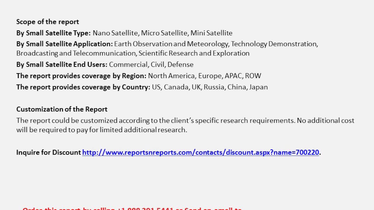 Small Satellite Market Analysis by Type, Application and End-Use 2016
