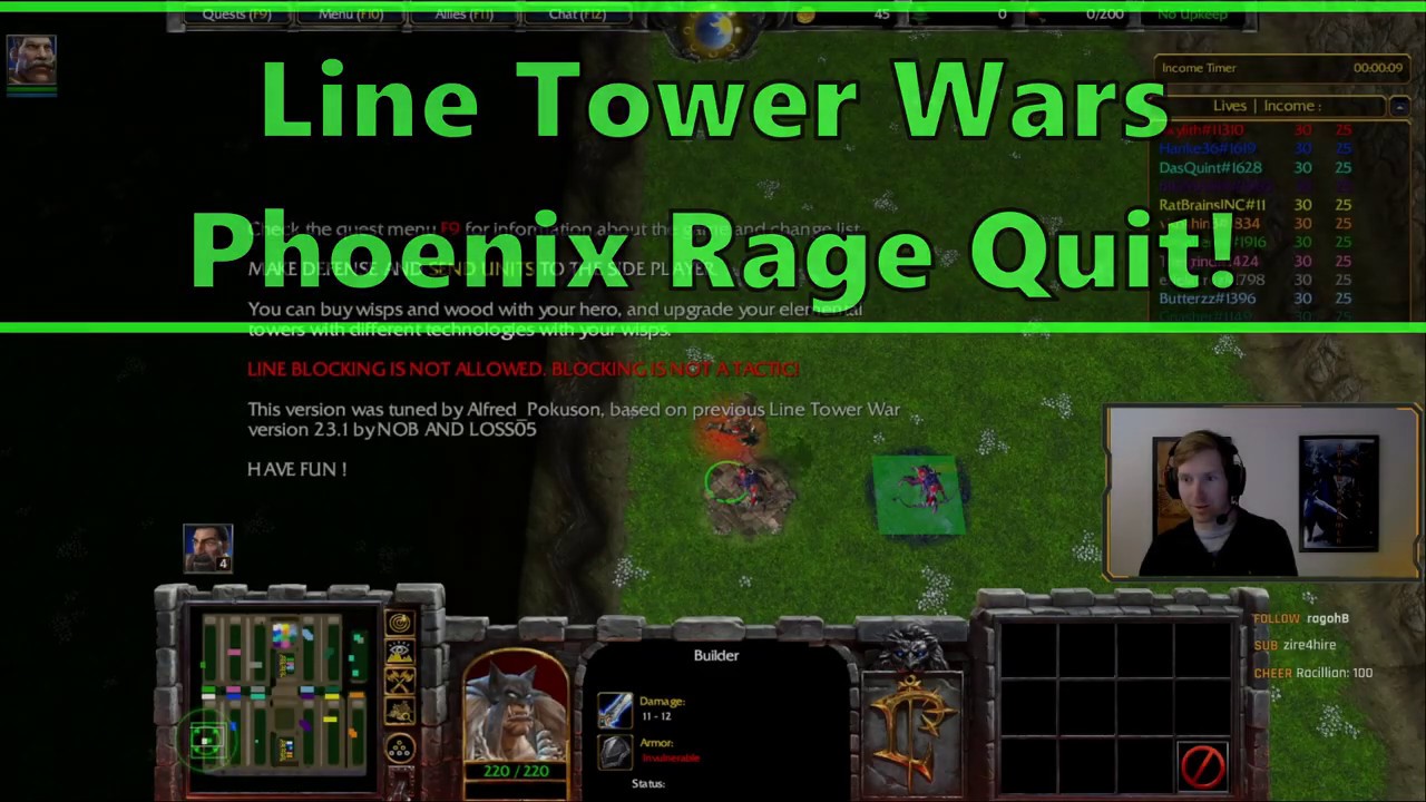 Wc3 Reforged - Line Tower Wars - RAGE QUIT! (sorry grey)