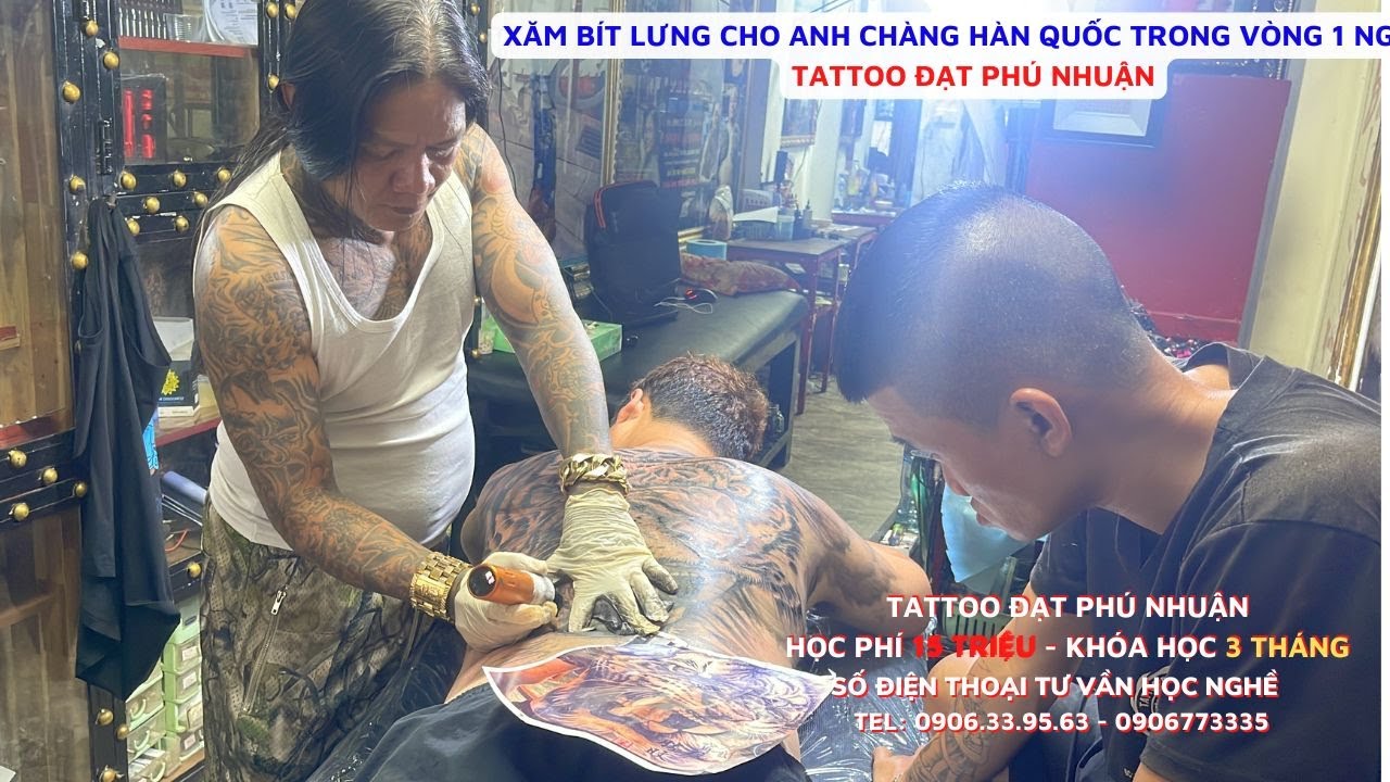 Anh Chàng hàn Quốc Xăm Bít Lưng Đầu Cop Tiger tại Tattoo Đạt Phú Nhuận 0906773335