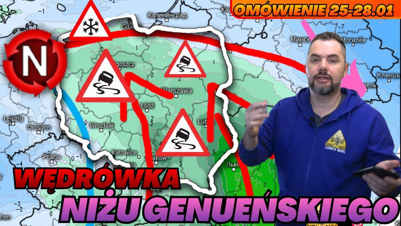 Niż genueński w trasie Vb. Fatalne warunki na drogach. Marznące opady i oblodzenia. Omówienie