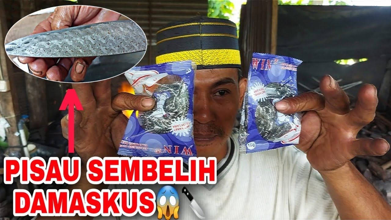 🔴Membuat Pisau Sembelih Damaskus Motif Yang Sangat Berkelas Dari Isi Kantong Win Stainles Kresek😱🔪