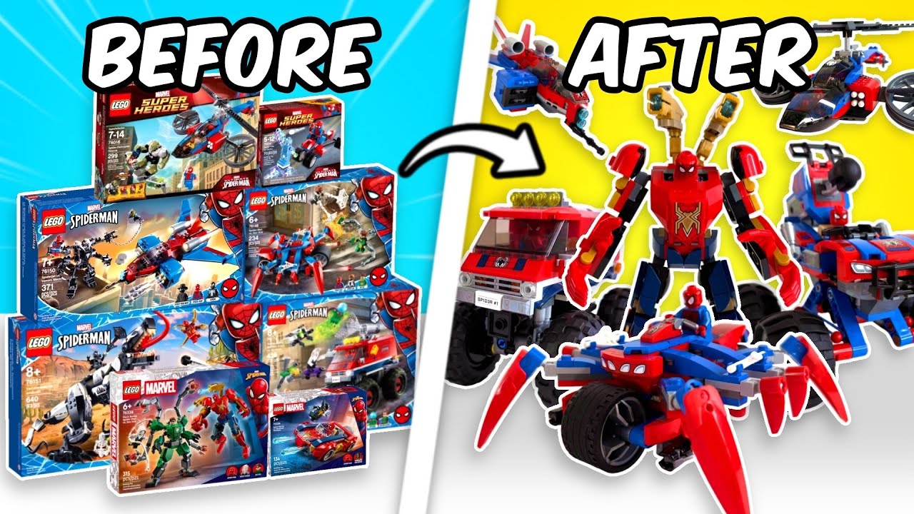 Я собрал все транспортные средства из серии LEGO Spider-Man.