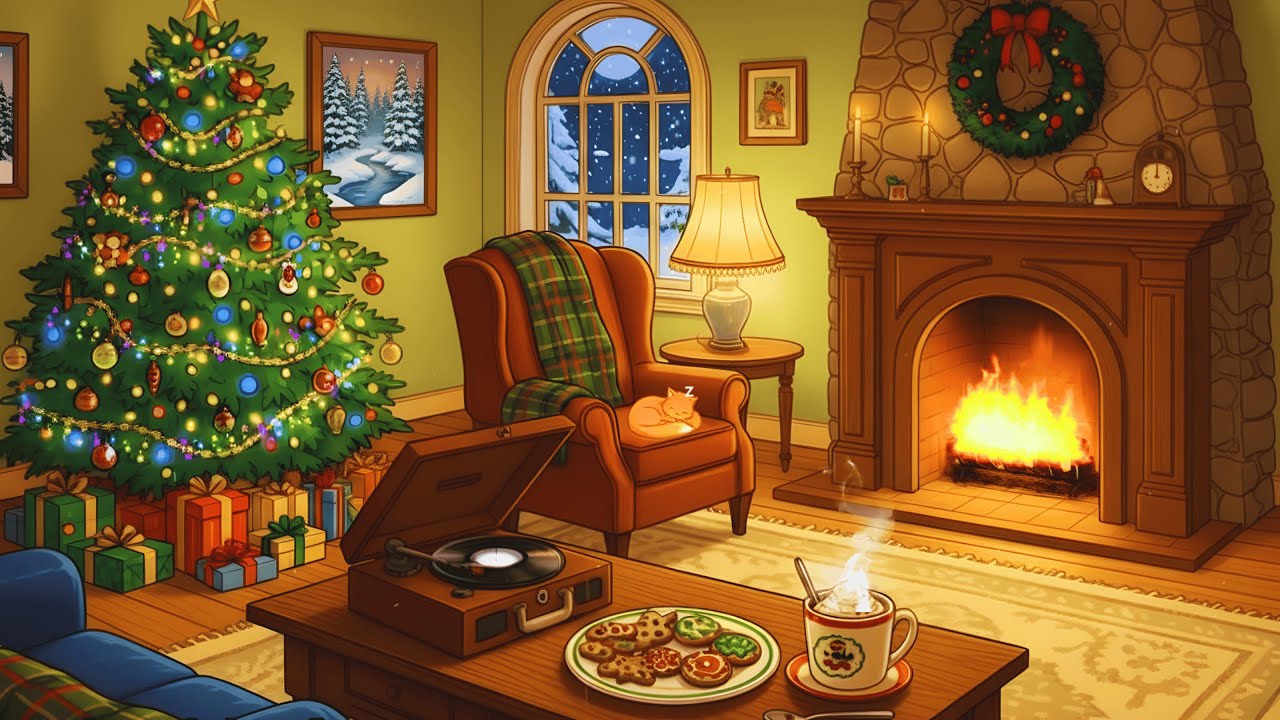 cozy Winter night 1940s and you’re listening to oldies in a quiet cottage