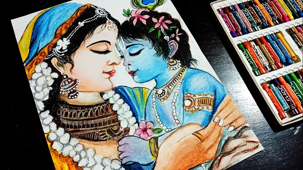 Kishna and yashoda maiya drawing 😍❤️/ krishna drawing / Oil pastel / How to draw krishna jii