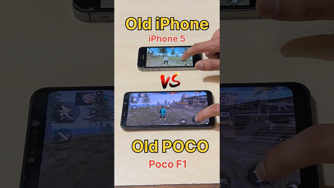Old iPhone 😈 vs Old POCO 💀 iphone 5 vs POCO F1 - FREEFIRE DAMAGE TEST #freefire #poco #iphone