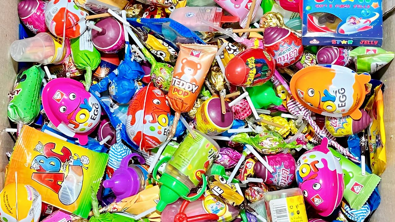 Unpacking So Many Lollipop, Soft Candy, Rainbow Lollipop & Kinder Chocolate | ASMR