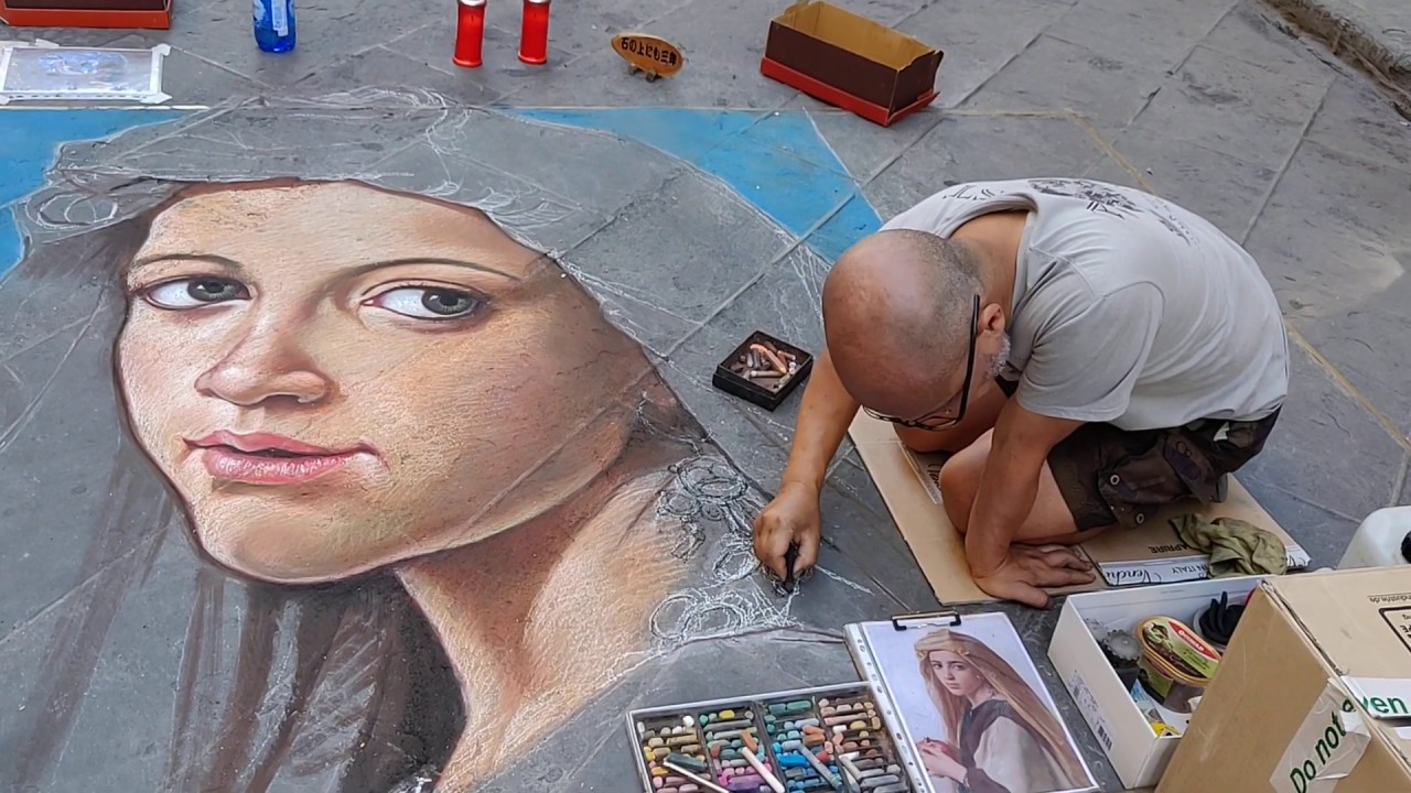 Live Painting 🖌️ 🎨 Amazing Street Artist Painter, Florence, Italy
