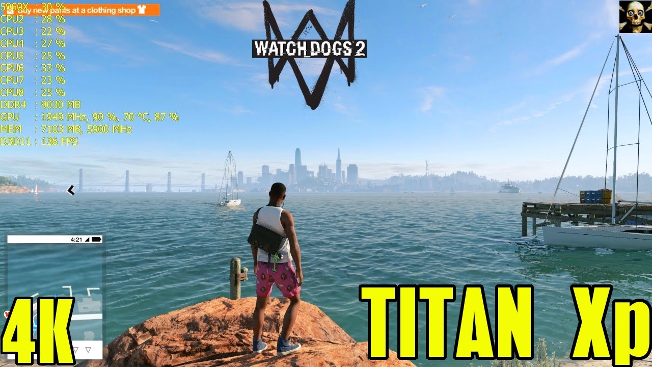 WATCH DOGS 2 | NVIDIA TITAN Xp |  4K UHD 3840X2160 | FRAME PERFORMANCE | 5960X