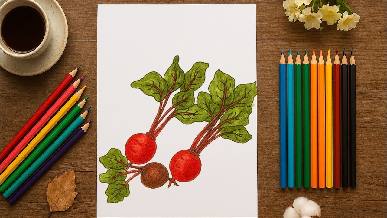 Drawing Beetroots | Easy Vegetable Drawing Tutorial 🎨