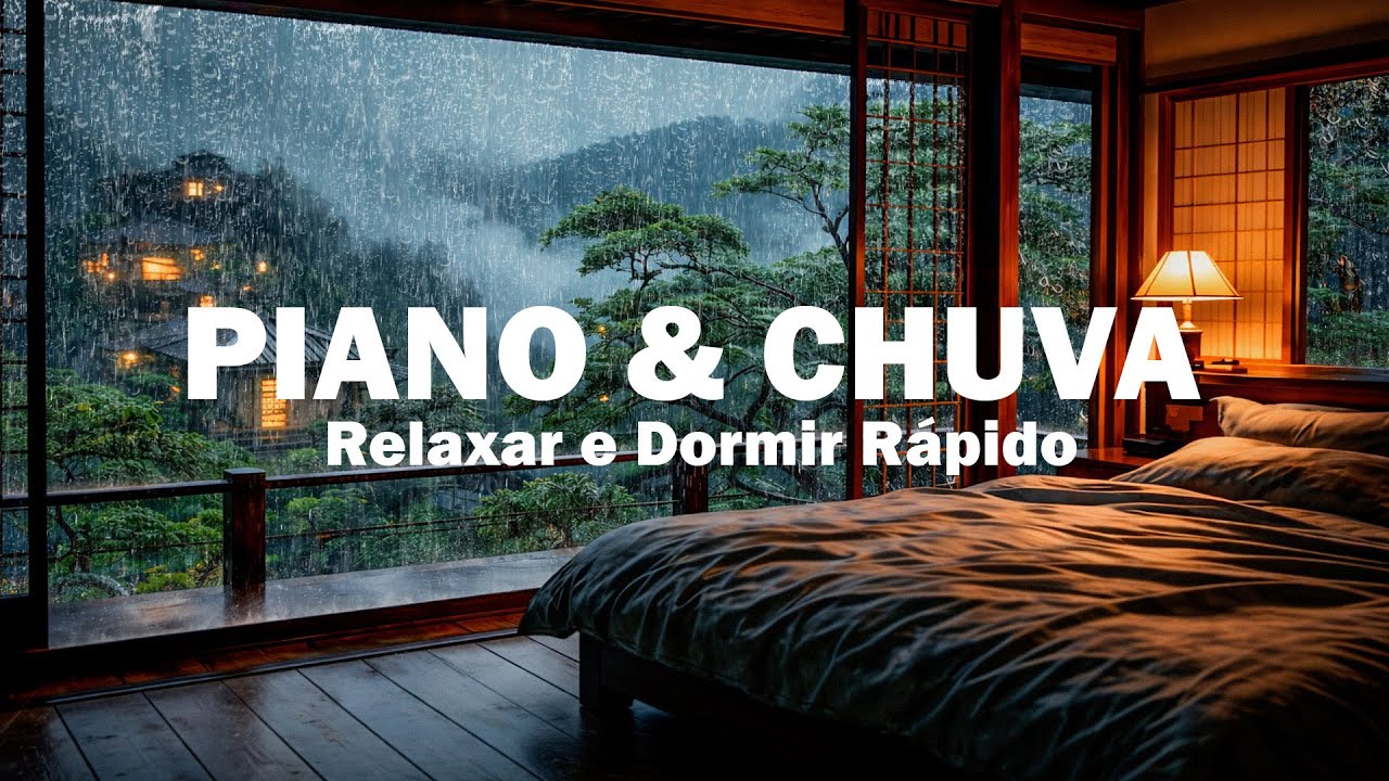 Música Relaxante para Dormir – Sono Profundo com Piano Suave & Sons de Chuva no Quarto Aconchegante