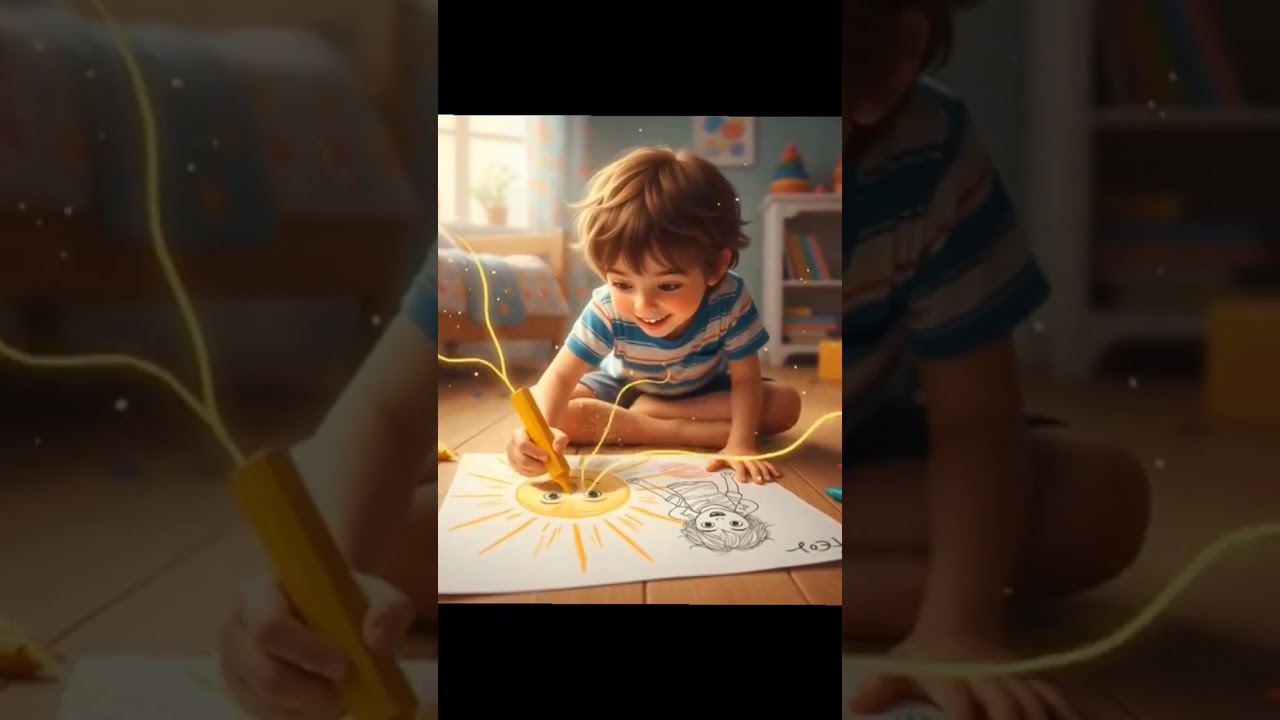 Magical Child Drawing a Sunny World | Creative Kids Art Inspiration 