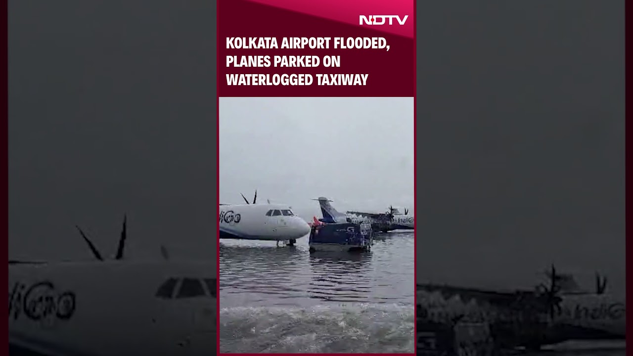 Kolkata Airport Flooded, Planes Parked On Waterlogged Taxiways