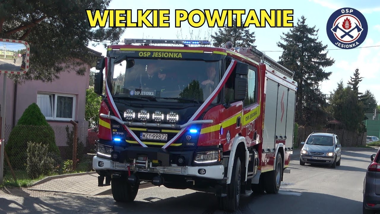 WIELKIE podwójne powitanie nowej średniej Scanii P370 XT dla OSP Jesionka - Parada 16 wozów