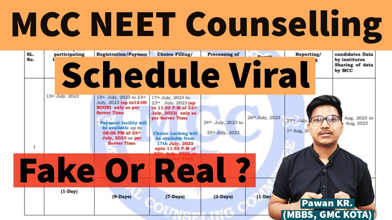 Mcc neet counselling schedule 2023, fake or real? || Dr Counsellor Neet