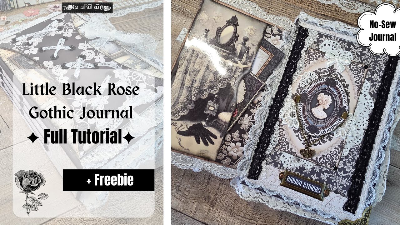 DIY Gothic Journal Tutorial | Little Black Rose No-Sew + Freebie Cover Template