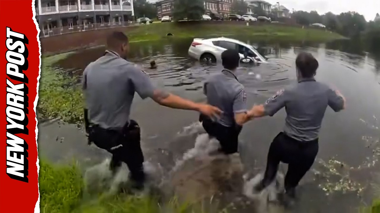 Watch: First Responders Race to Rescue Driver From Sinking Car