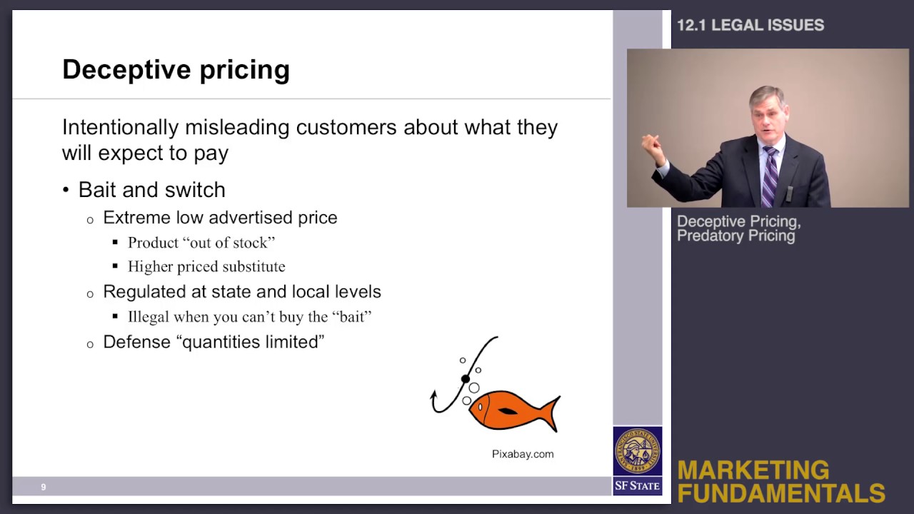 Topic 12.1 Legal issues - Deceptive pricing, predatory pricing