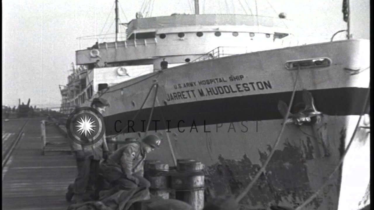 General Eisenhower visits US Army Hospital Ship Jarrett M. Huddleston, in Cherbou...HD Stock Footage