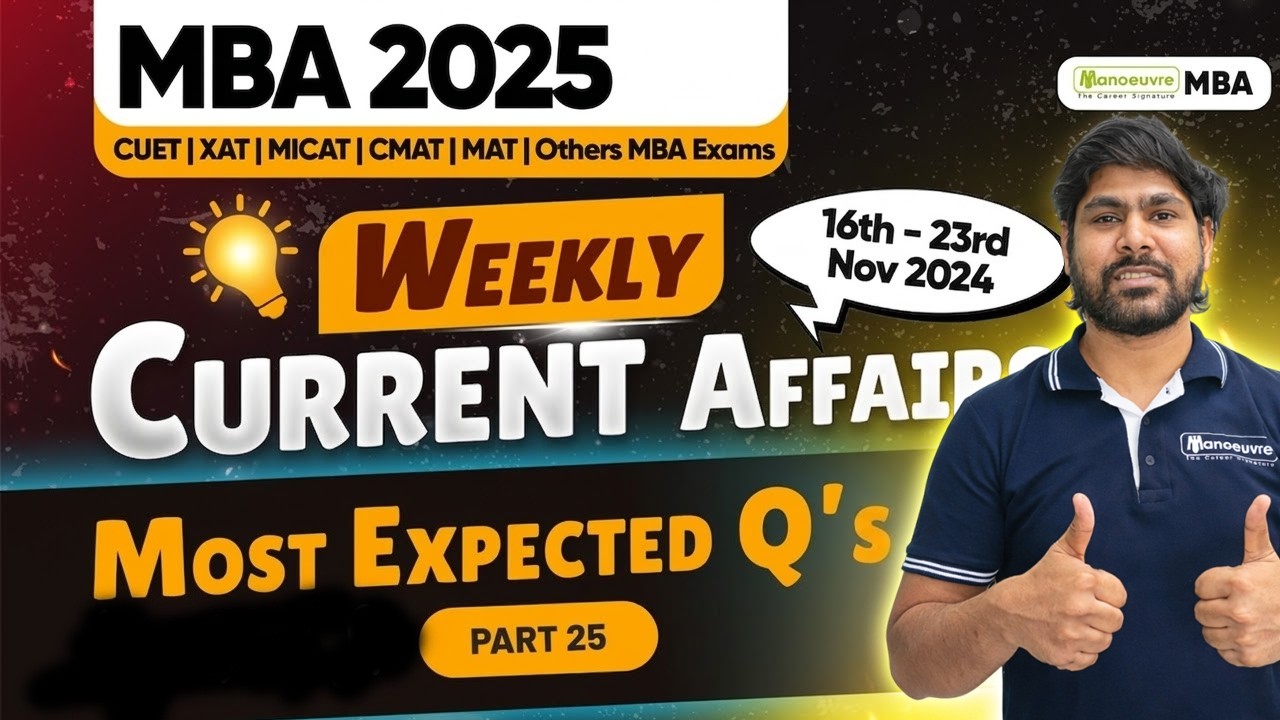 MBA Weekly Current Affairs & GK for MBA Exams: CMAT | CUET PG | XAT | MAT | Others | GK Questions