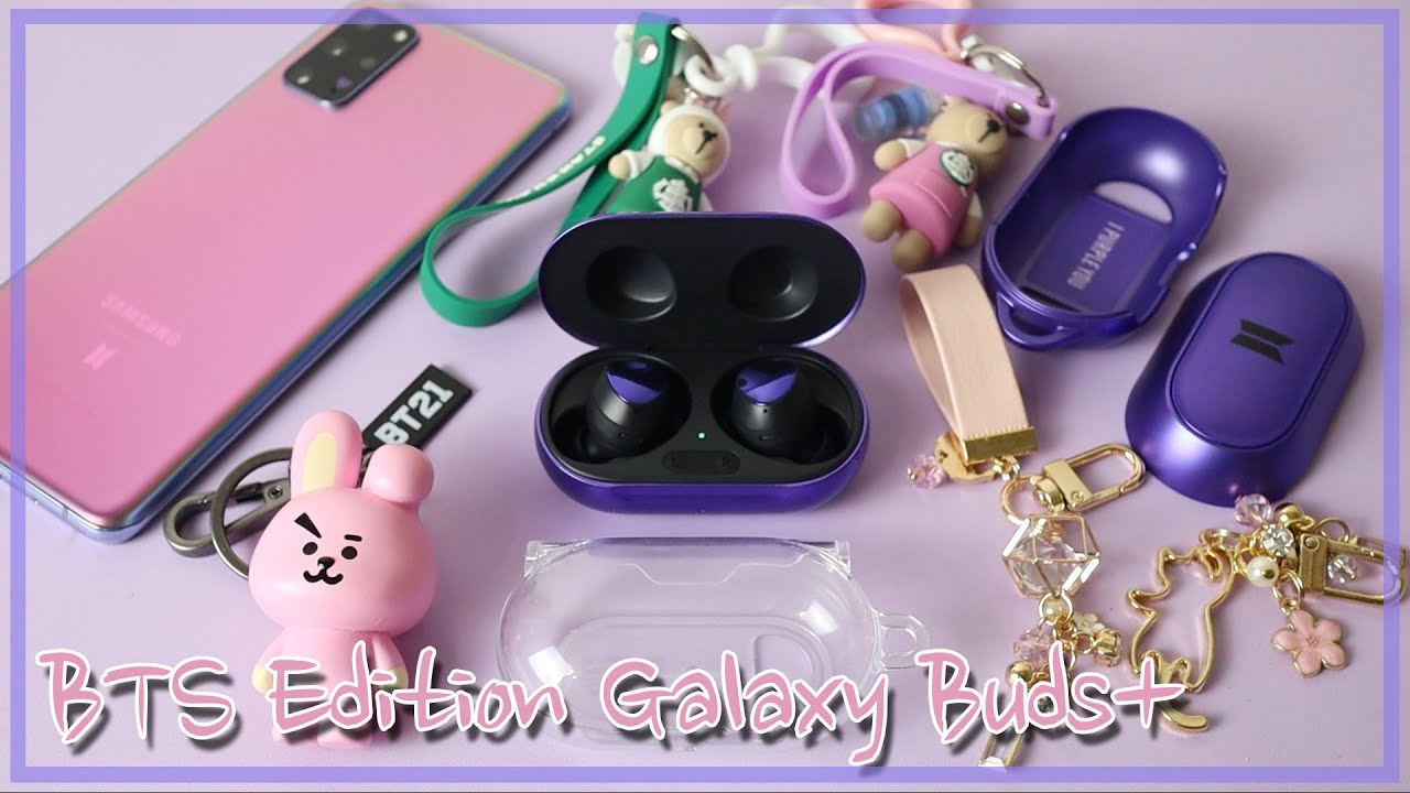 갤럭시버즈+ BTS에디션 꾸미기💜 I 투명 케이스 추천 & 다양한 키링 달아보기/BTS Edition Galaxy Buds+ decoration