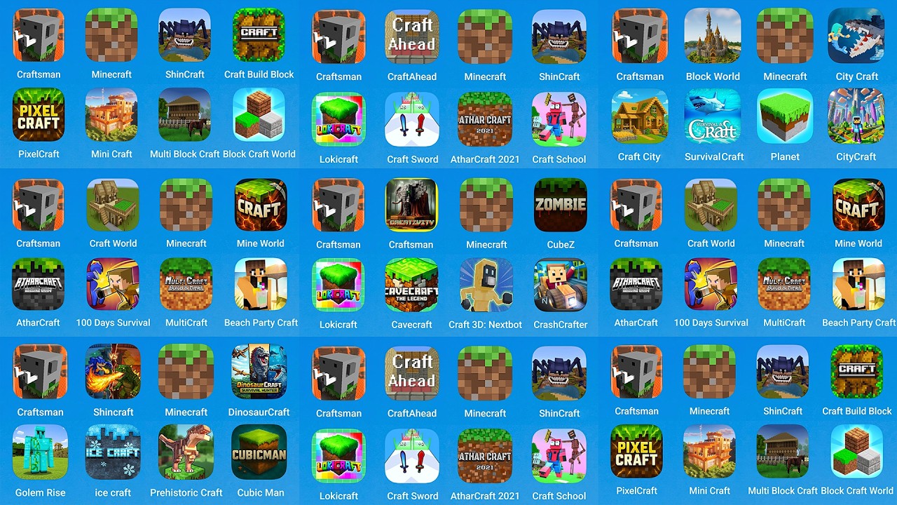 Craftsman, Minecraft, Block World, ShinCraft, Craftman Building, Crawt World, CraftAhead, Lokicraft