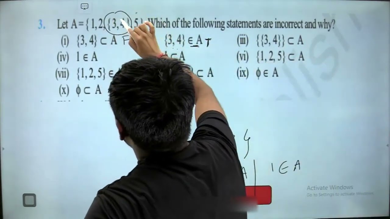 3. Let A= {1, 2, {3, 4,}, 5}. Which of the following statements are incorrect and why?