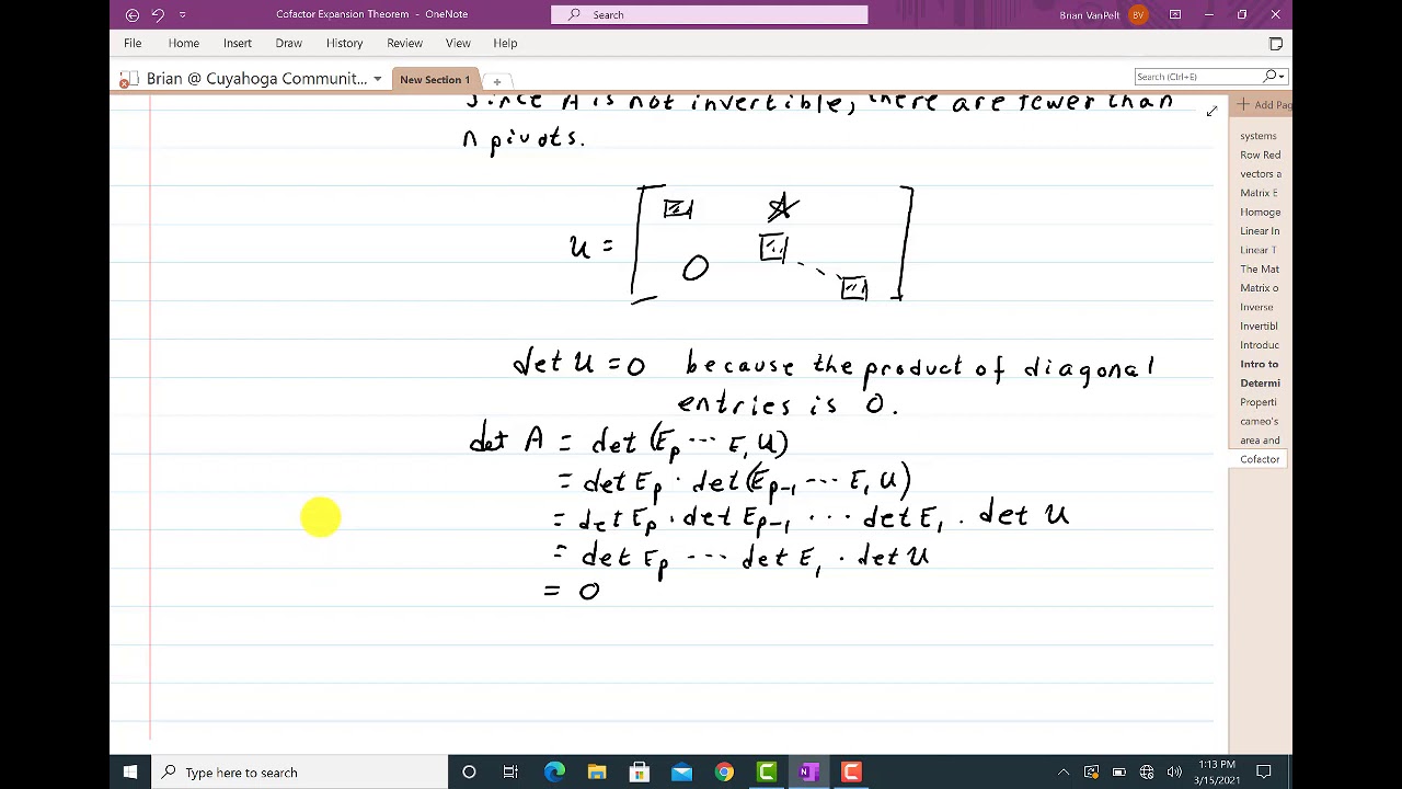 Proof of the Cofactor Expansion Theorem