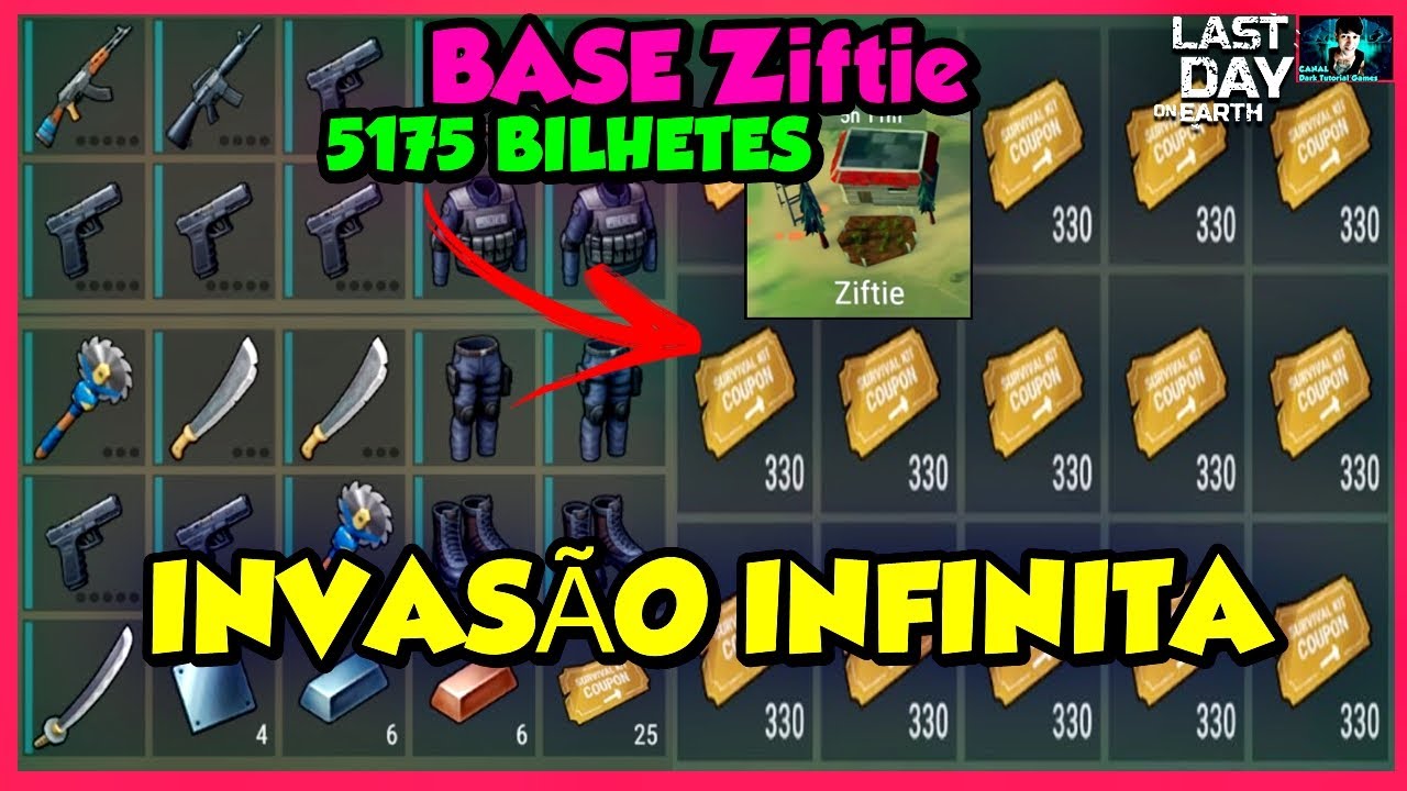 ●INVASÃO ÉPICA!! MELHOR INVASÃO BASE Ziftie - 5175 BILHETES MORTE INFINITA 👁 Last Day on Earth