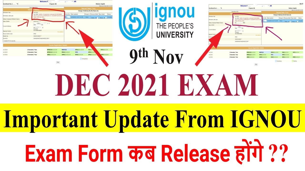 IGNOU Dec 2021 Exam important Update For IGNOU Students || Dec 2021 Exam Form कब Release होंगे ??