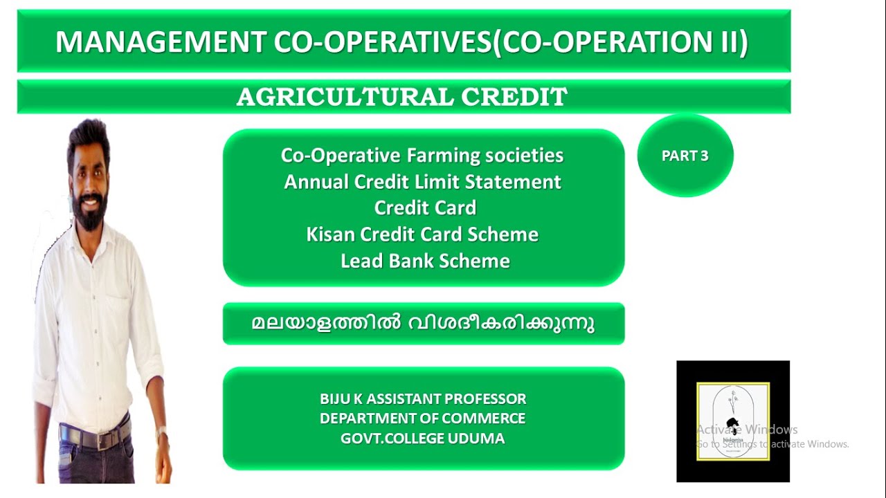 MANAGEMENT OF CO-OPERATIVES I CO-OPERATION II I AGRICULTURAL CREDIT I PART 3