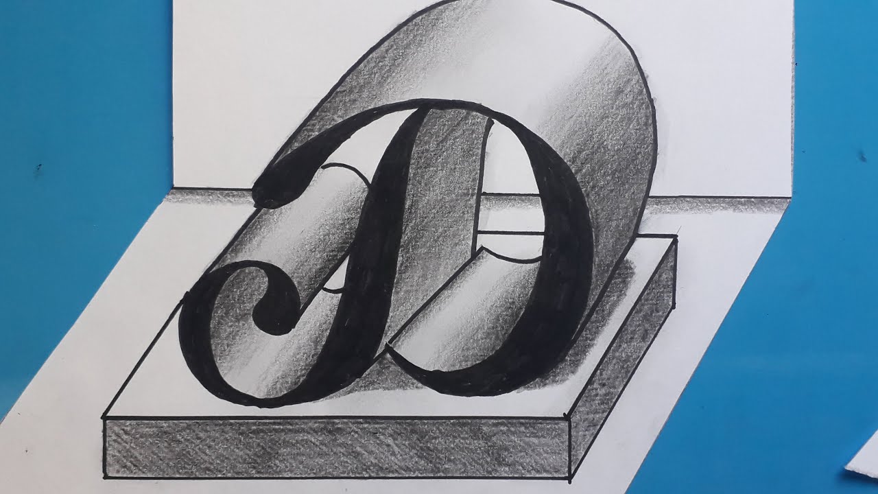 3d Drawing Letter D On Flat Paper / How To Write Art For Beginners With Pencil - Marker / Easy Trick