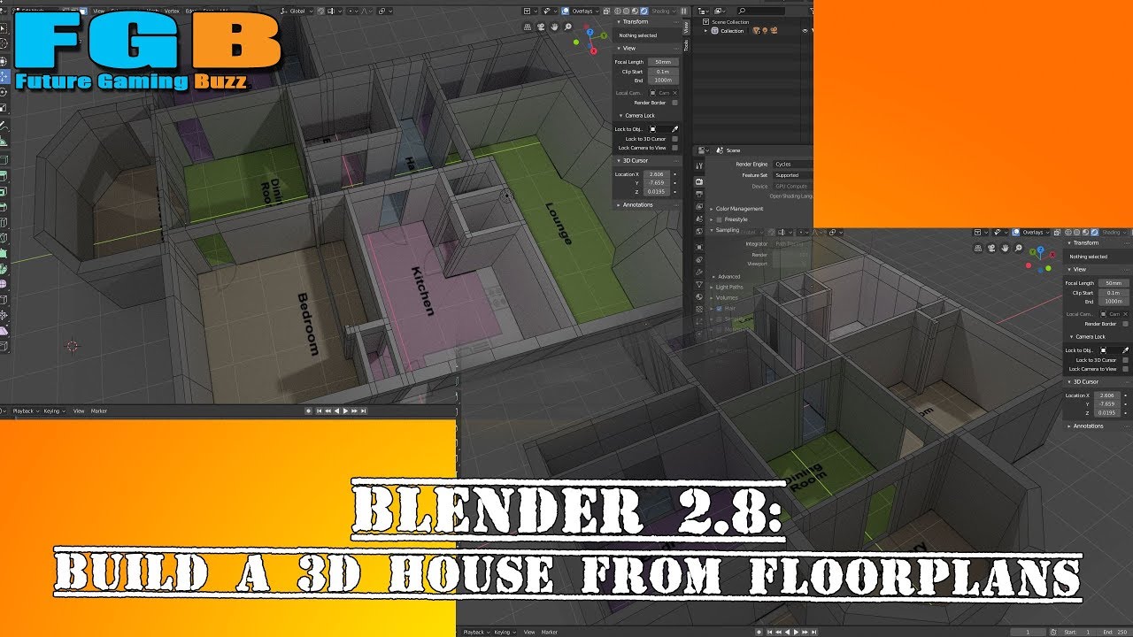 Blender 2.8 - Build a 3D House from Floorplans (Pt 1)