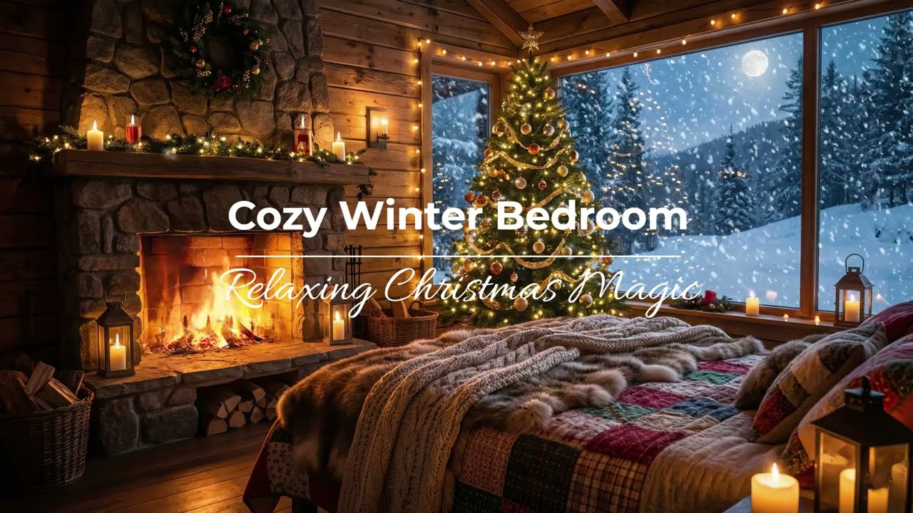 Jazz Cafe & Crackling Fireplace 4K • Relaxing Jazz Music for Study, Work & Sleep