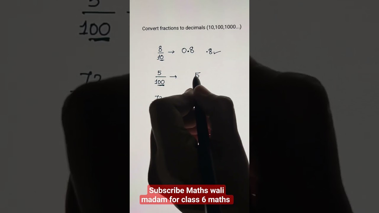 Converting Fractions into Decimals (10,100,1000) | Decimals class 6