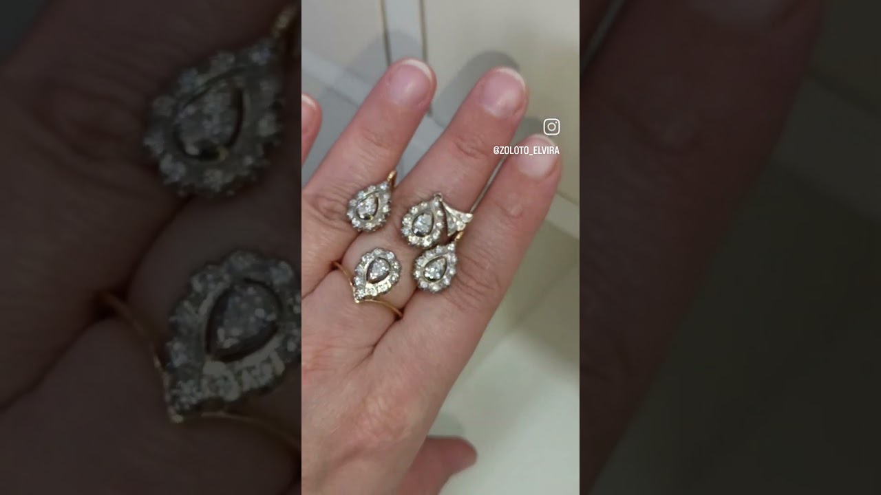 комплект золото 750 бриллианты 💎 в центре бриллианты груша