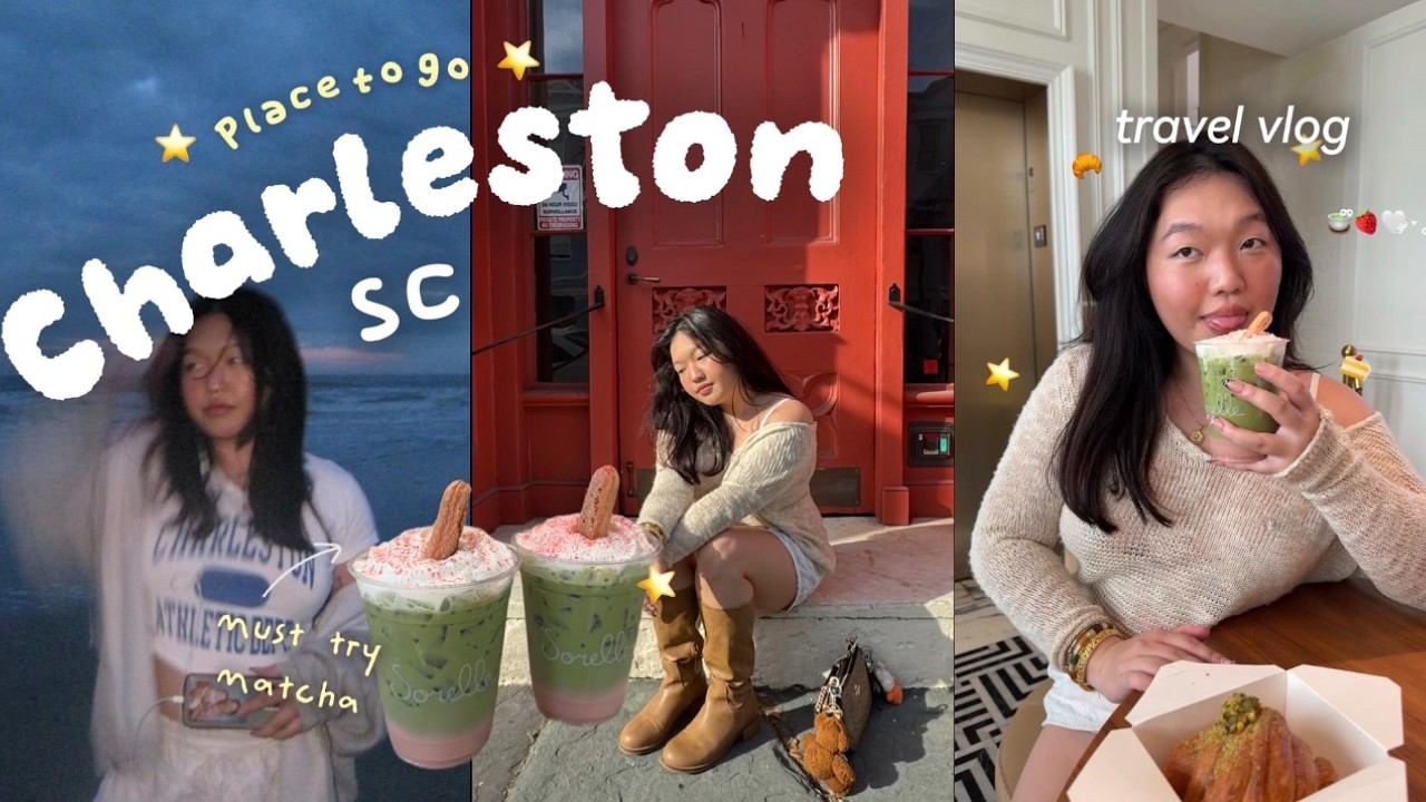 Travel Vlog | Charleston, SC📍| Folly Beach, SC 🏖️ : Brandy Melville, Brunch, Photo booths, Matcha!