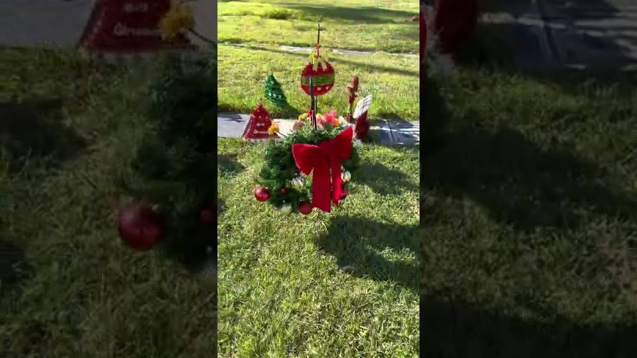 After Christmas at Cemetery- collecting decorations